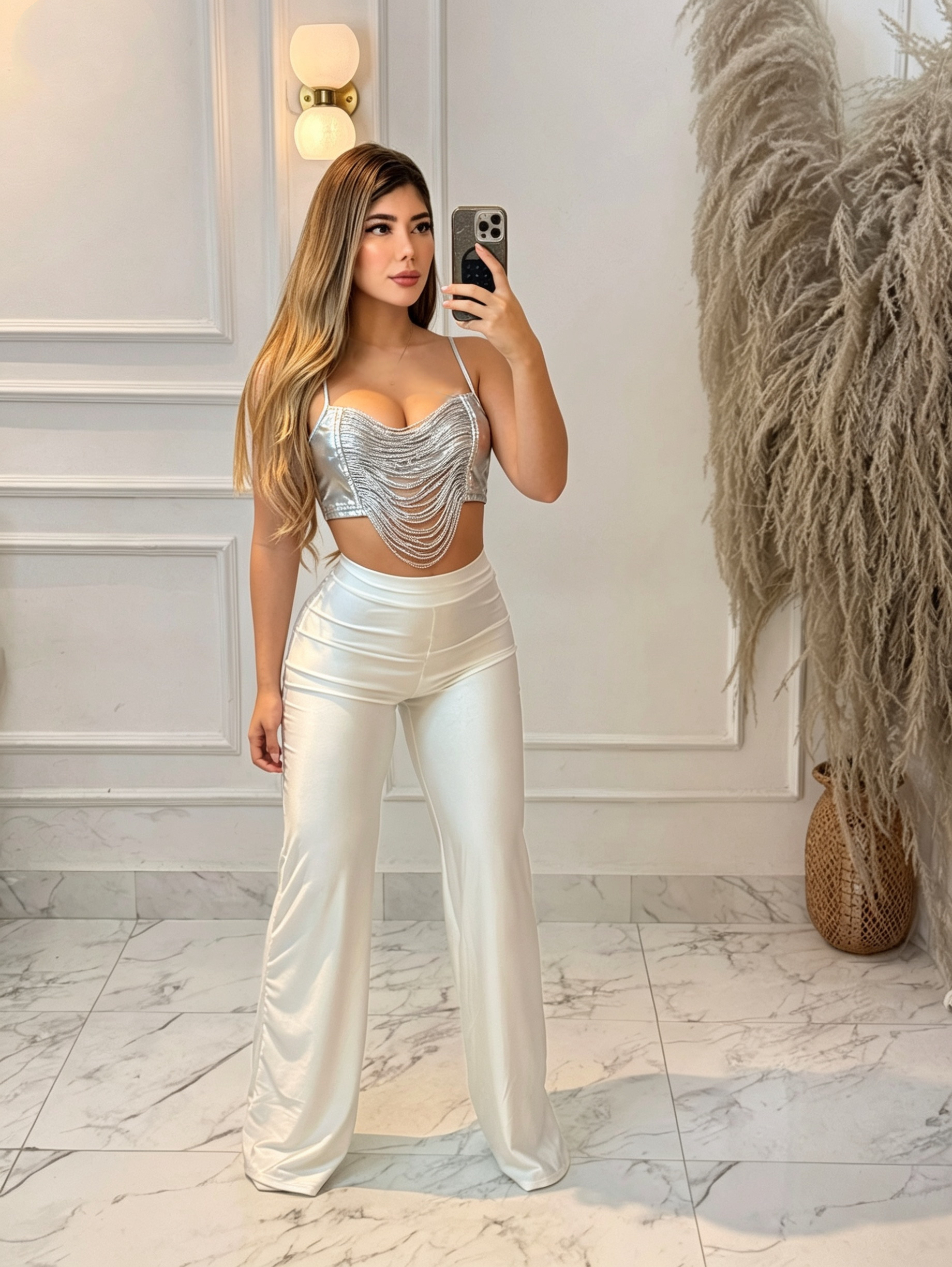 CROP TOP, PLATINADO AL CUELLO