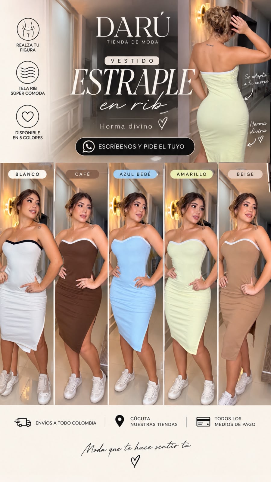 VESTIDO LARGO, RIB, SESGO ESTRAPLE